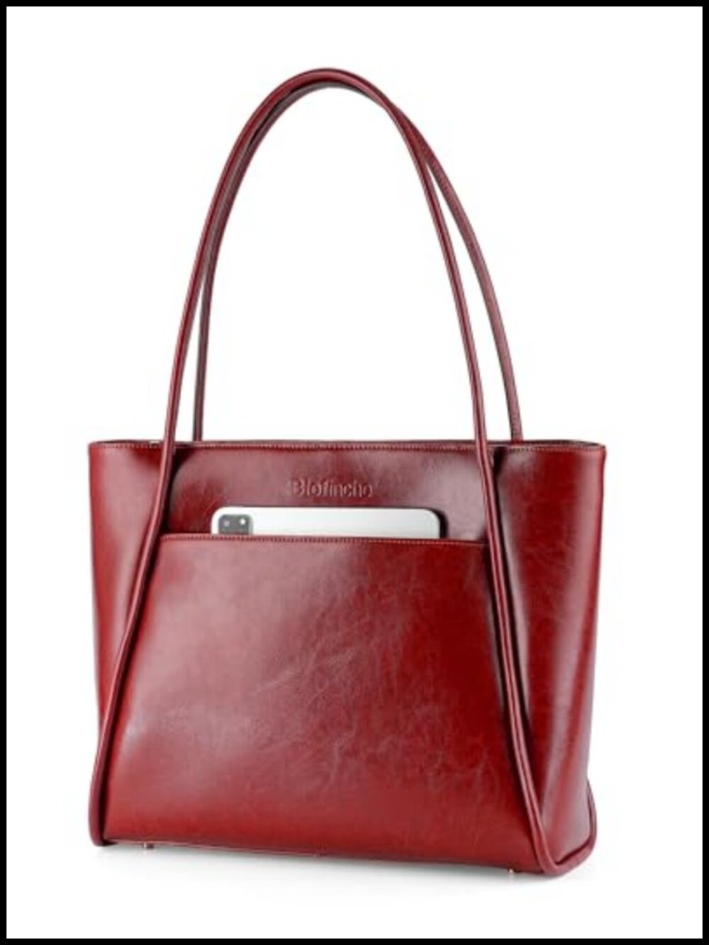 Genuine Leather Structured Laptop Briefcase Work Tote Fits 13.3"